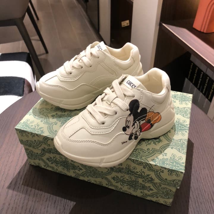 Gucci Children's Dad Sneakers – Kids Collection in Cream With Cartoon Graphic