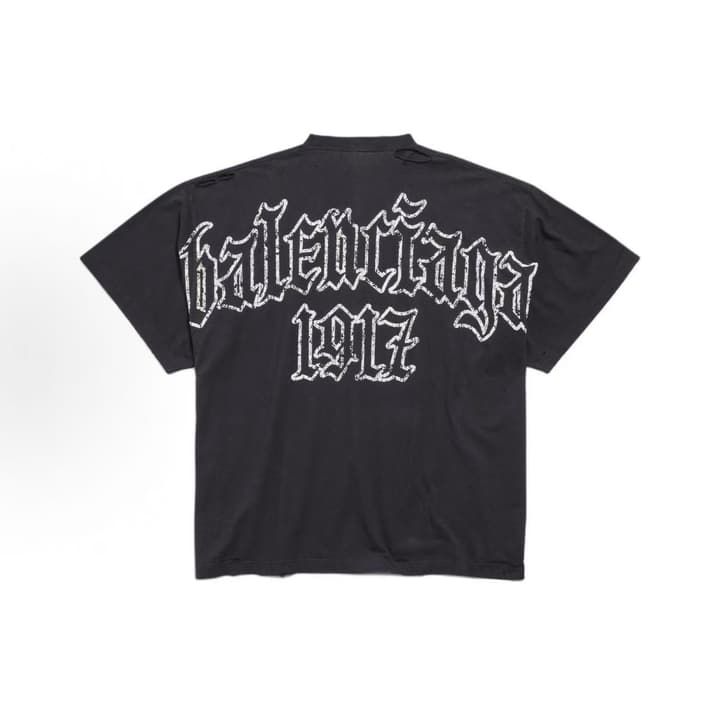 Balenciaga Paris Art Print Distressed T-Shirt – 25SS in Black