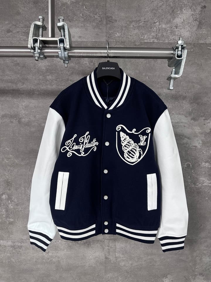 Louis Vuitton Seashell Embroidery Bomber Jacket – Nautical Collection – 24FW in Navy Blue With White Sleeves