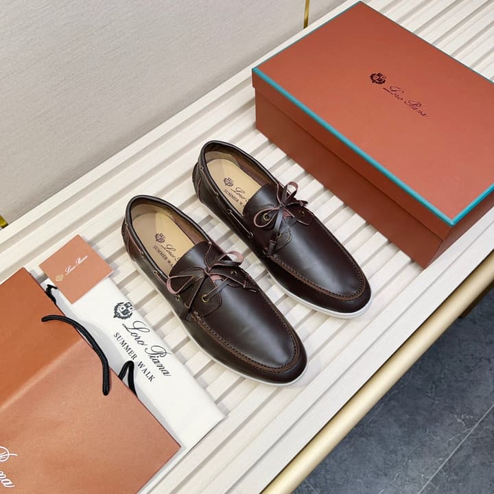 Loro Piana Moccasin Shoes – 2025 Collection in Navy Blue Leather