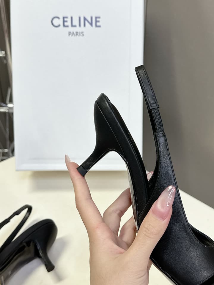 Celine Triomphe Calfskin Heels – Spring/Summer Collection in Dark Leopard Print