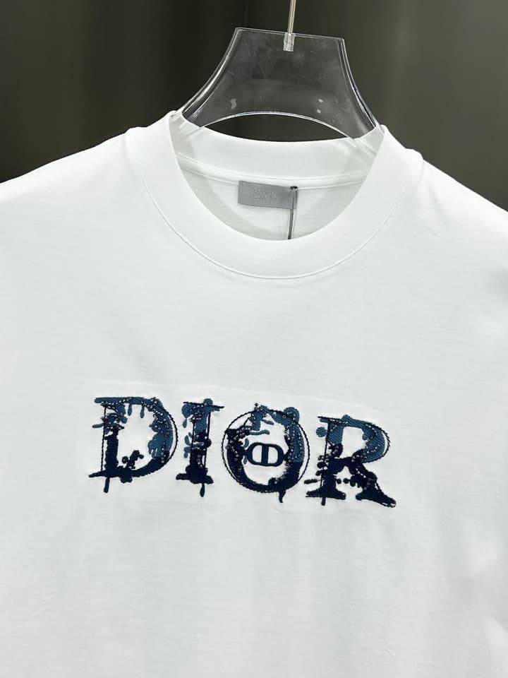 Dior 3D Logo High-Count Cotton T-Shirt – 2026SS in Black With Blue Graffiti Logo