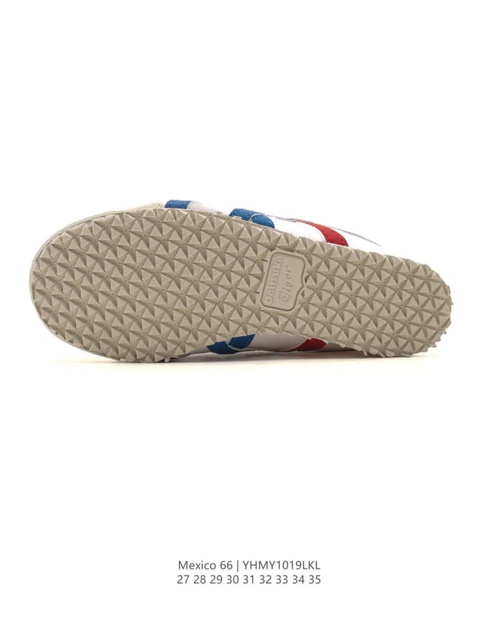 Onitsuka Tiger Mexico 66 Classic Sneakers – Kids Collection in Cream With Blue And Red Stripes