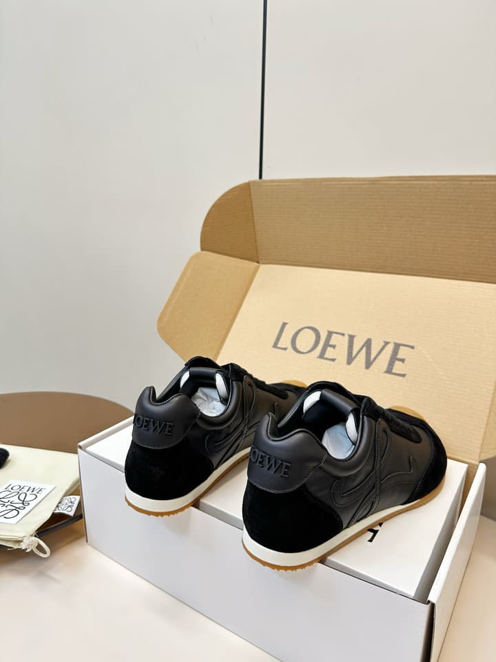 Loewe German Trainer Sneakers – Early Spring Collection – 25SS in Black Suede And Leather With Gum Sole