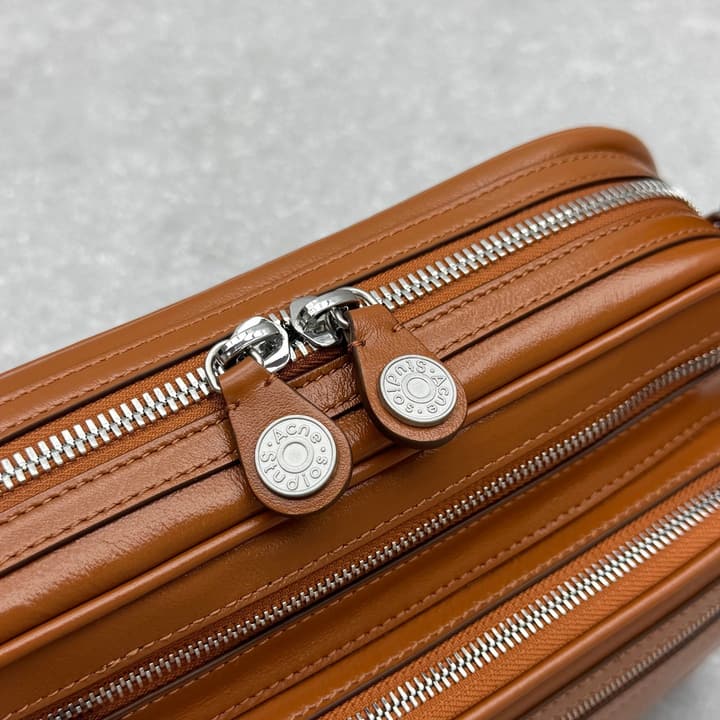 Acne Studios Retro Collapsed Camera Bag in Chocolate