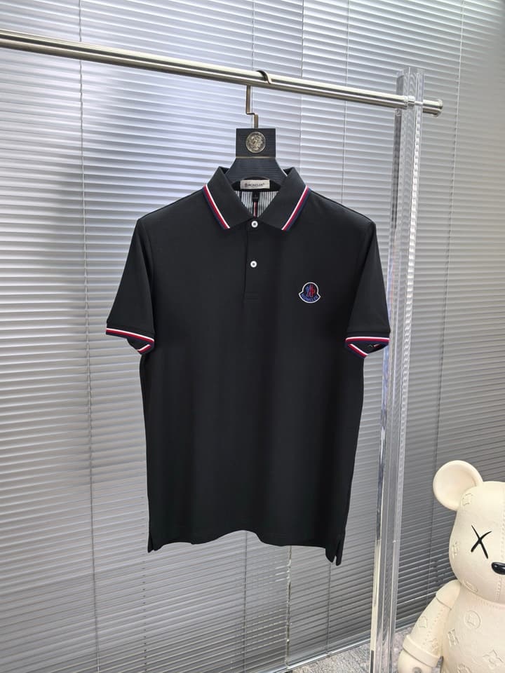 Moncler Embroidered Logo Pique Cotton Polo Shirt – Spring/Summer Collection – 2026SS in Black