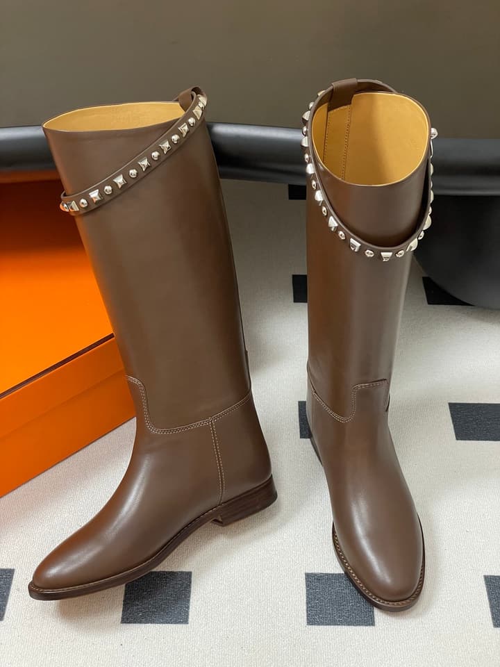 Hermès Jumping Series Kelly Buckle Knee-High Boots in Black