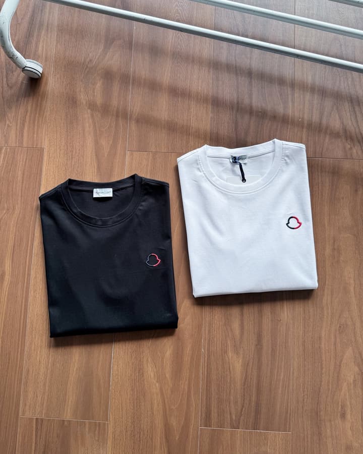 Moncler Classic Logo Embroidered T-Shirt in Classic Black