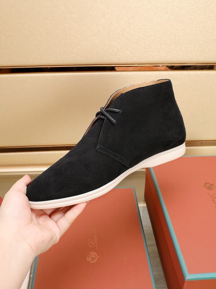 Loro Piana Water-Repellent Suede Moccasin Loafers in Black