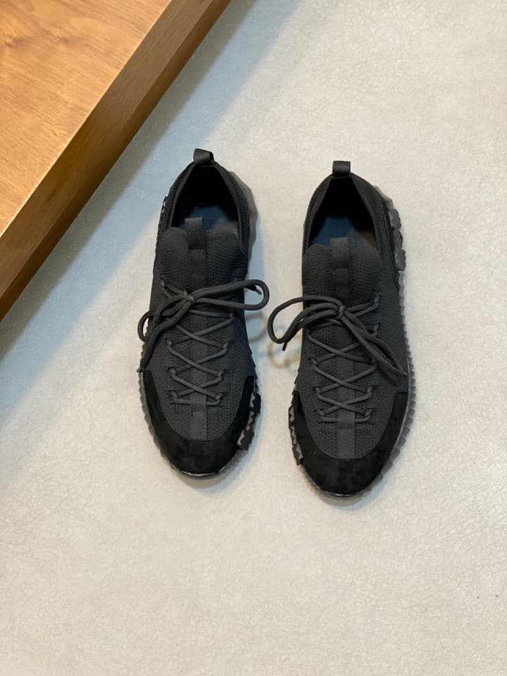 Hermès Suede and Denim Canvas Sneakers in Black And White