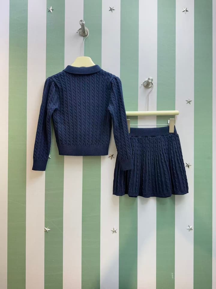 Ralph Lauren Polo Girls' Striped Knit Set – 2025SS in Navy Blue Knit Set