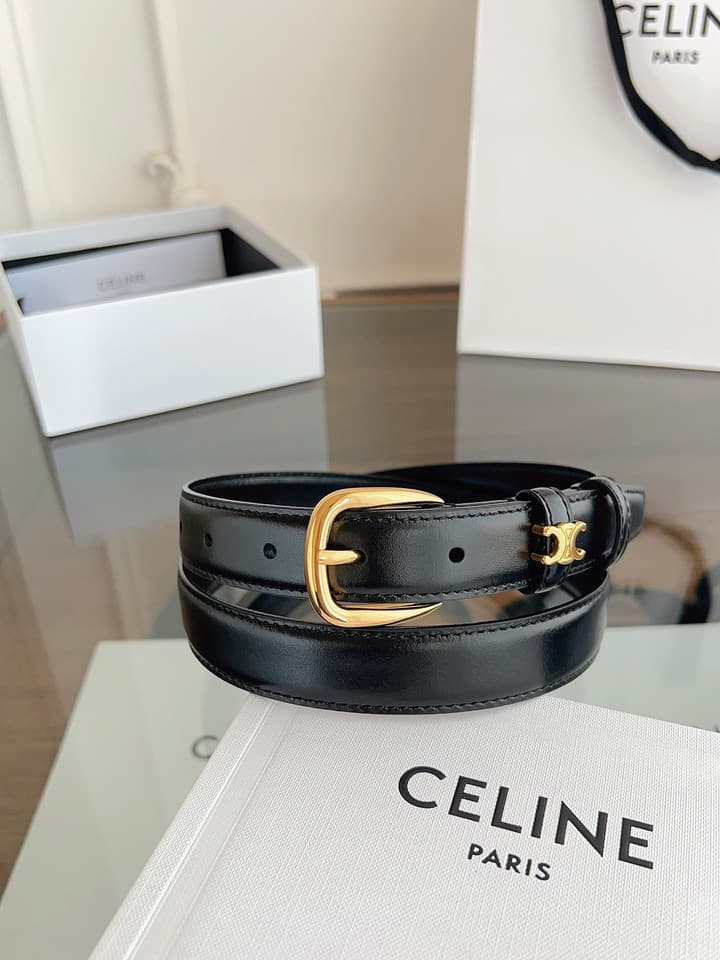 Celine Vivienne Taurillon 25mm Belt in Black Taurillon Leather