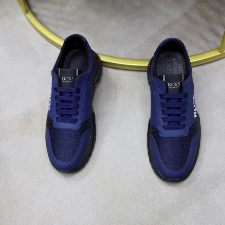 Boss Men's Knit Sport Sneakers in Grey