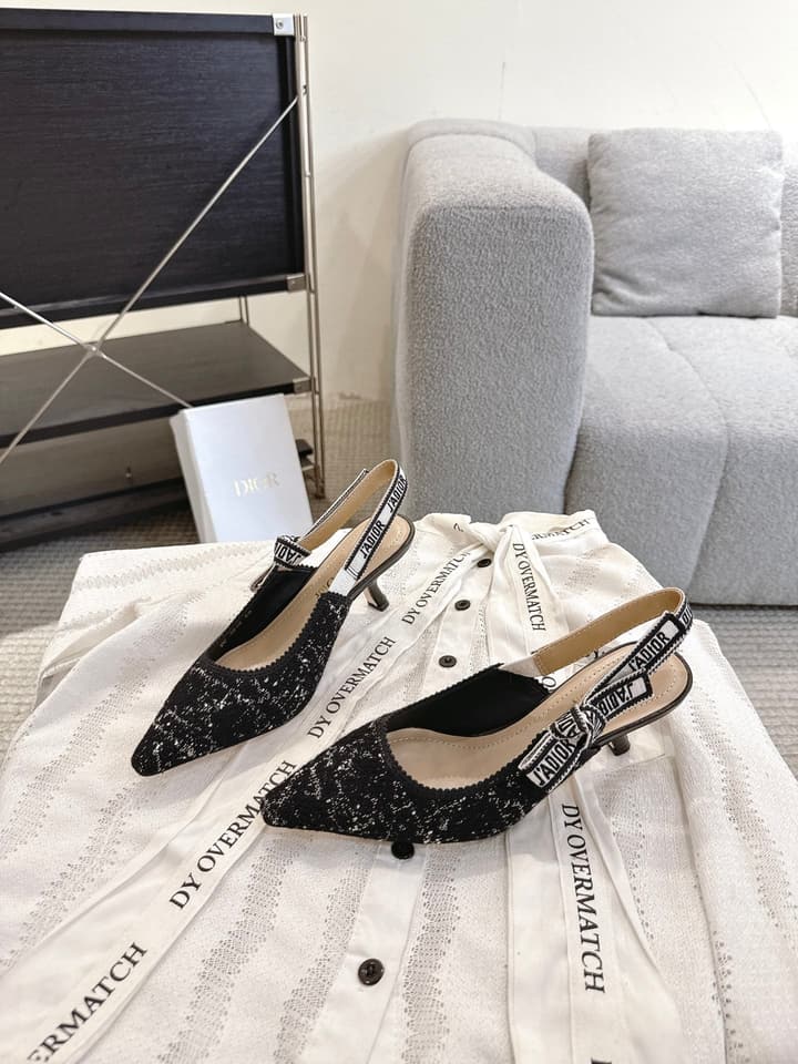 Dior J'Adior Embroidered Kitten Heel Sandals in Defined Black Oblique