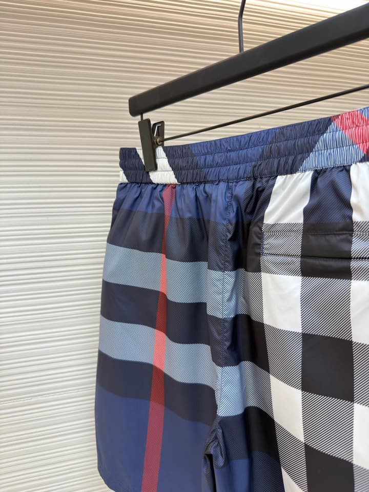 Burberry Classic Check Swim Trunks in Navy Blue