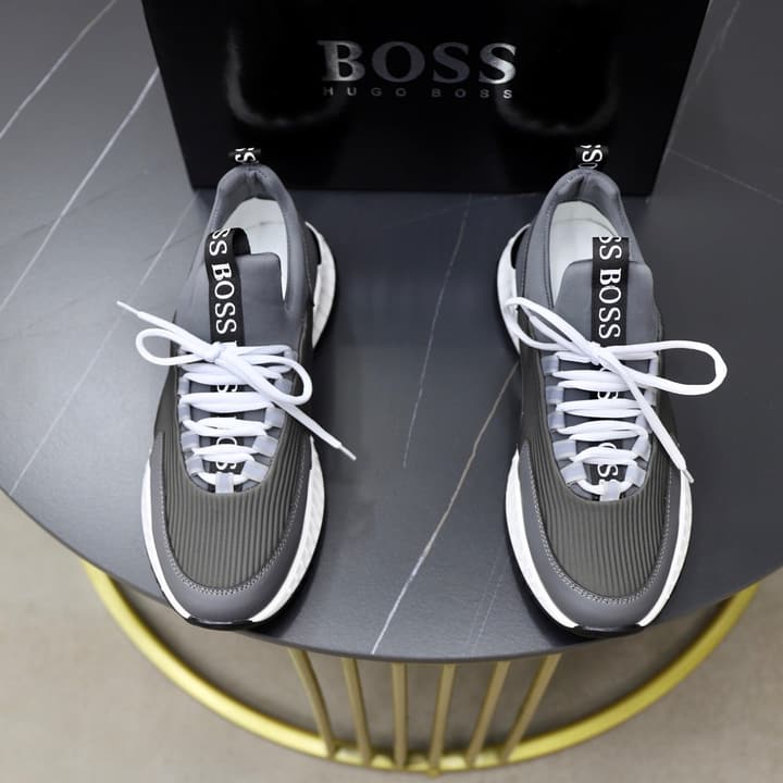 Boss Men's Knit Sneakers in Black Laced