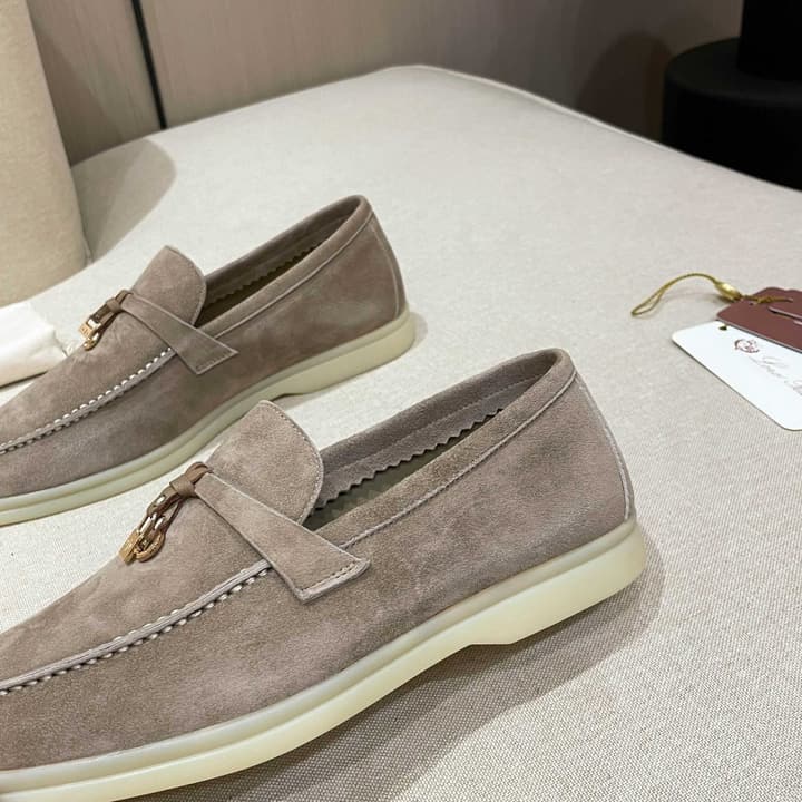 Loro Piana Summer Charms Walk Moccasin Loafers in Black Leather