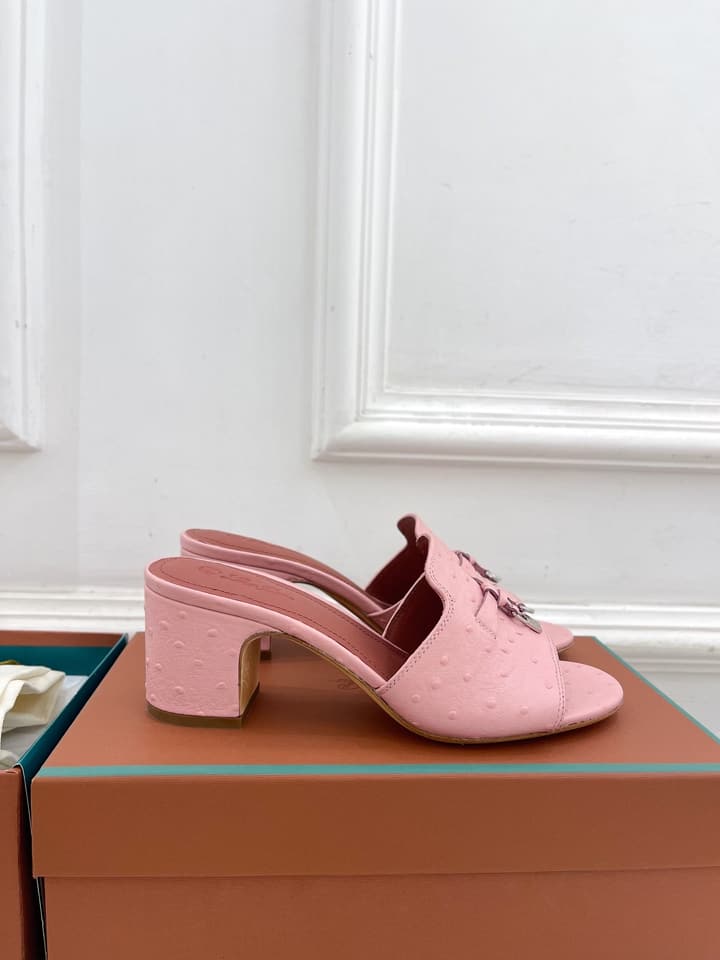 Loro Piana Summer Charms Ostrich Mules – 2025 Spring/Summer Collection in Black