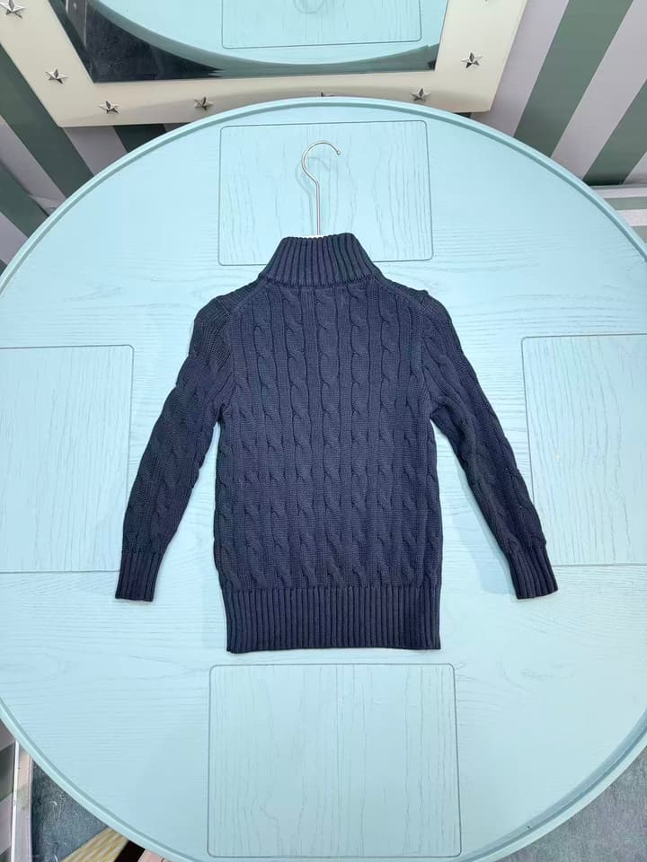 Ralph Lauren Polo Boys' Striped Knit Sweater – Kids Collection – 2025SS in Dark Navy Cable Knit