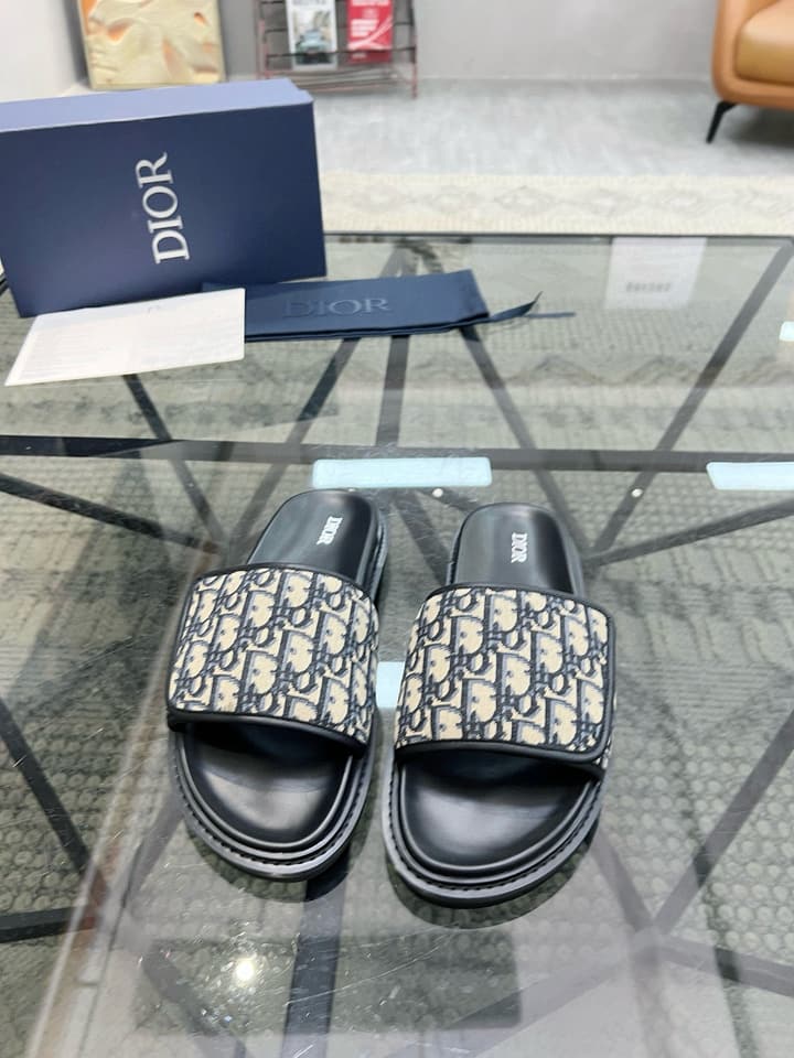 Dior Luxury Slides in Black Textured