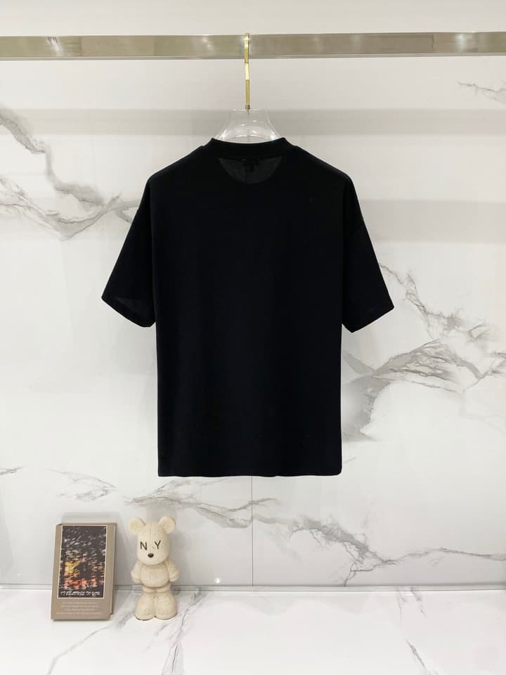 Loewe Rainbow Logo Embroidered Cotton T-Shirt in Classic Black