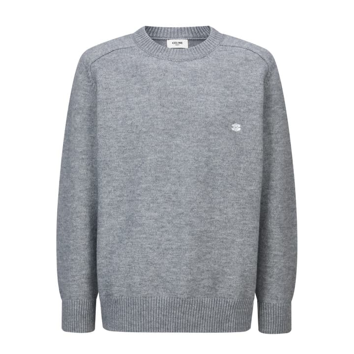 Celine Triomphe Embroidered Knit Sweater in Black