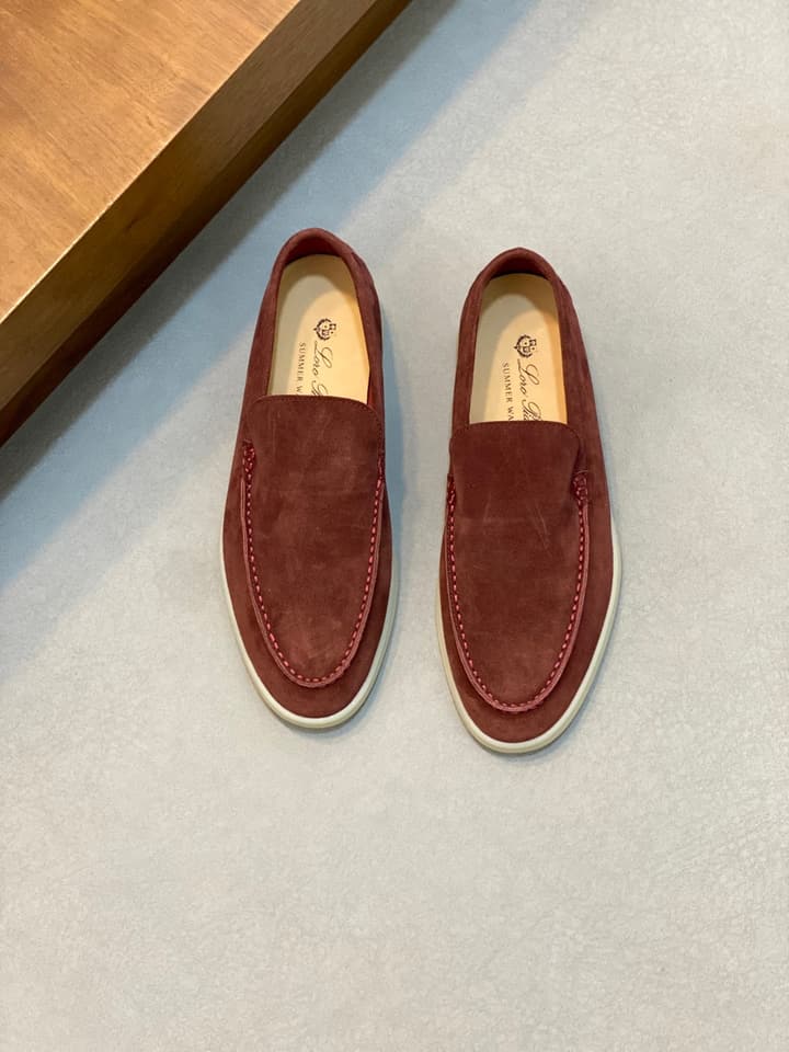 Loro Piana Suede Leather Slip-On Loafers in Black Suede