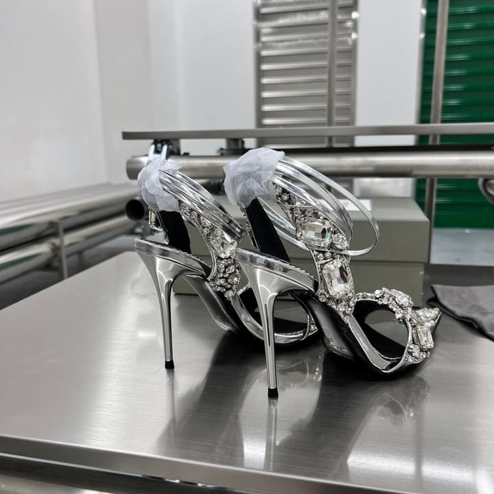 Tom Ford Gold Crystal Heeled Sandals in Metallic Gold