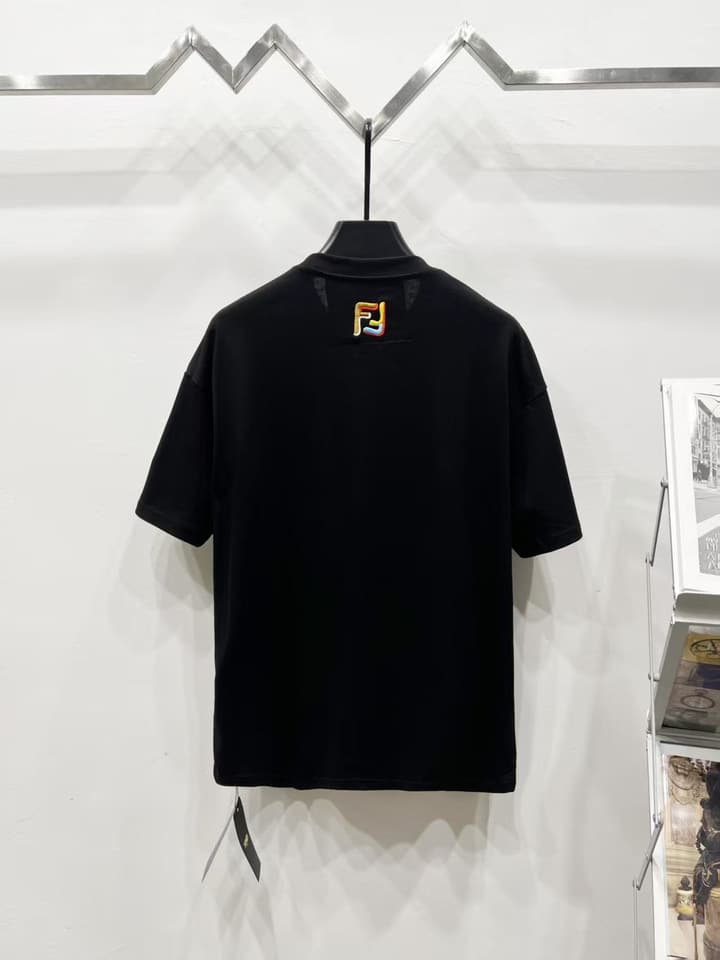 Fendi Embroidered Zipper Pocket T-Shirt – 2025SS in Black