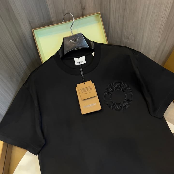Burberry Micro-Logo Embroidered Cotton T-Shirt – Spring/Summer Collection in Black