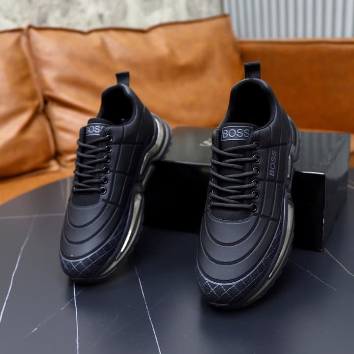 Boss Men's Knit Casual Sneakers in Indigo Wavy