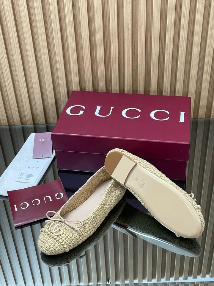 Gucci Woven Mesh Double G Ballet Flats – 2025 Early Autumn Collection