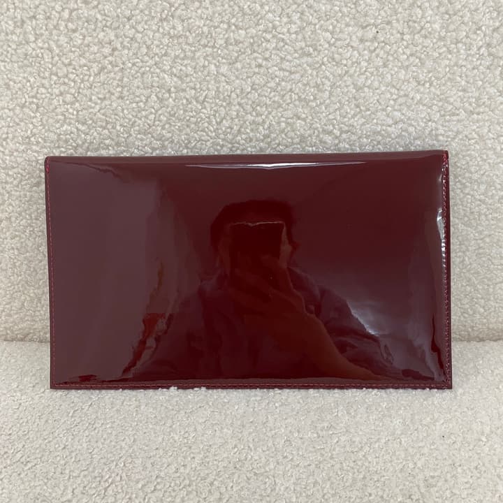 Saint Laurent Uptown Envelope Clutch Bag in Patent Burgundy Red