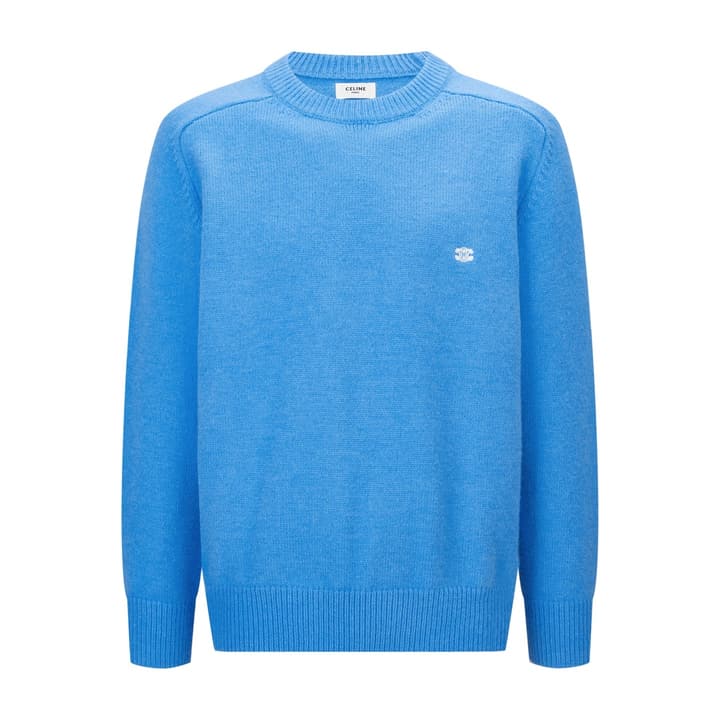 Celine Triomphe Embroidered Knit Sweater in Black