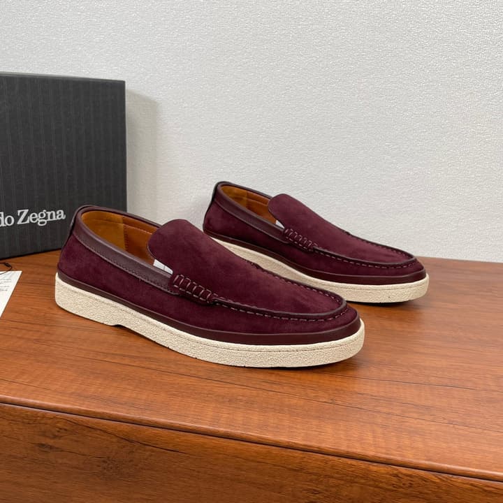 Zegna Men's Suede Leather Slip-On Loafers in Black Suede Loafer