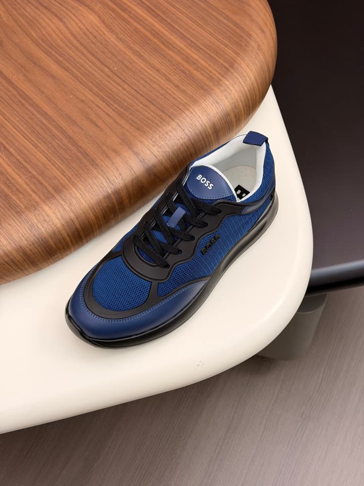 Boss Men's Knit and Leather Sneakers