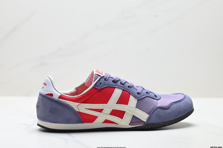 Onitsuka Tiger Serrano Nylon Retro Sneakers in Blue With White Stripes