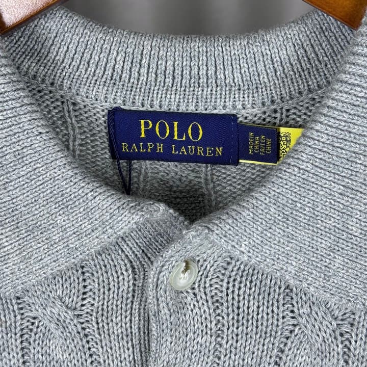 Ralph Lauren Classic Cable Knit Polo Sweater in Black