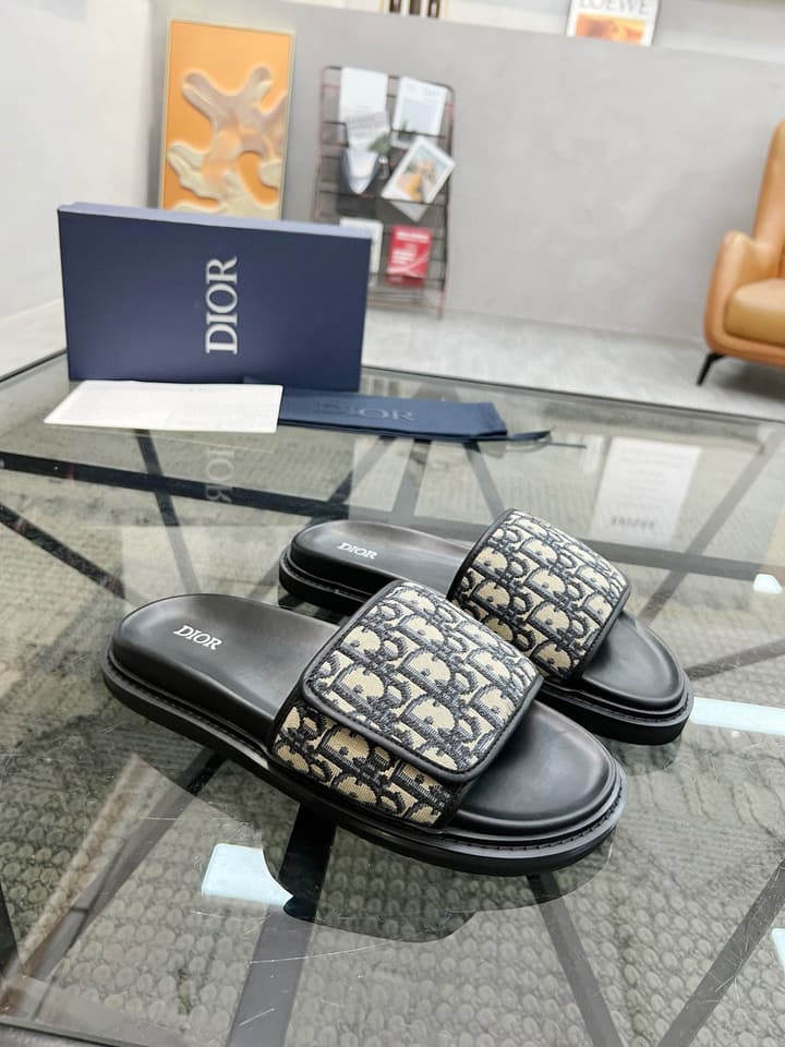 Dior Luxury Slides in Black Textured