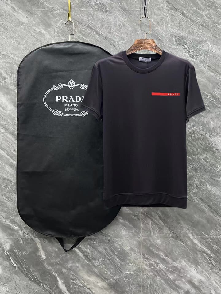 Prada Unisex Mercerized T-Shirt – 25SS Collection in Black