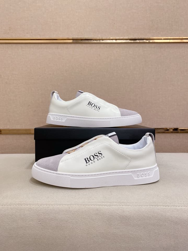 Boss Casual Leather Loafers in Glossy Black Toe