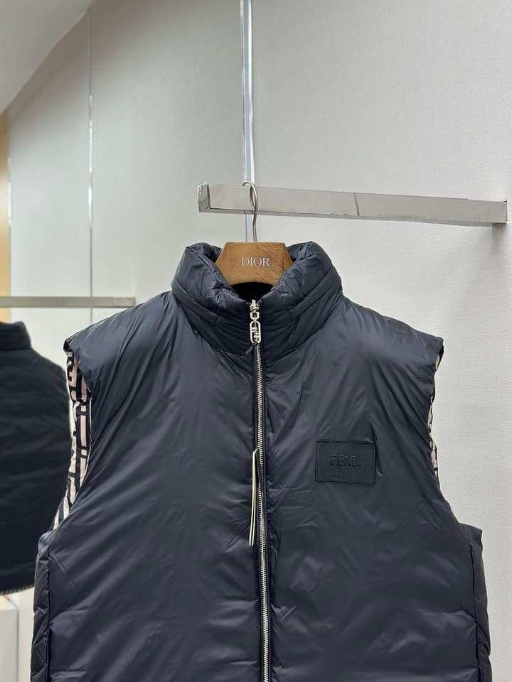 Fendi Reversible Down Puffer Vest – Stefano Pilati Series in Ff Stripes Pattern