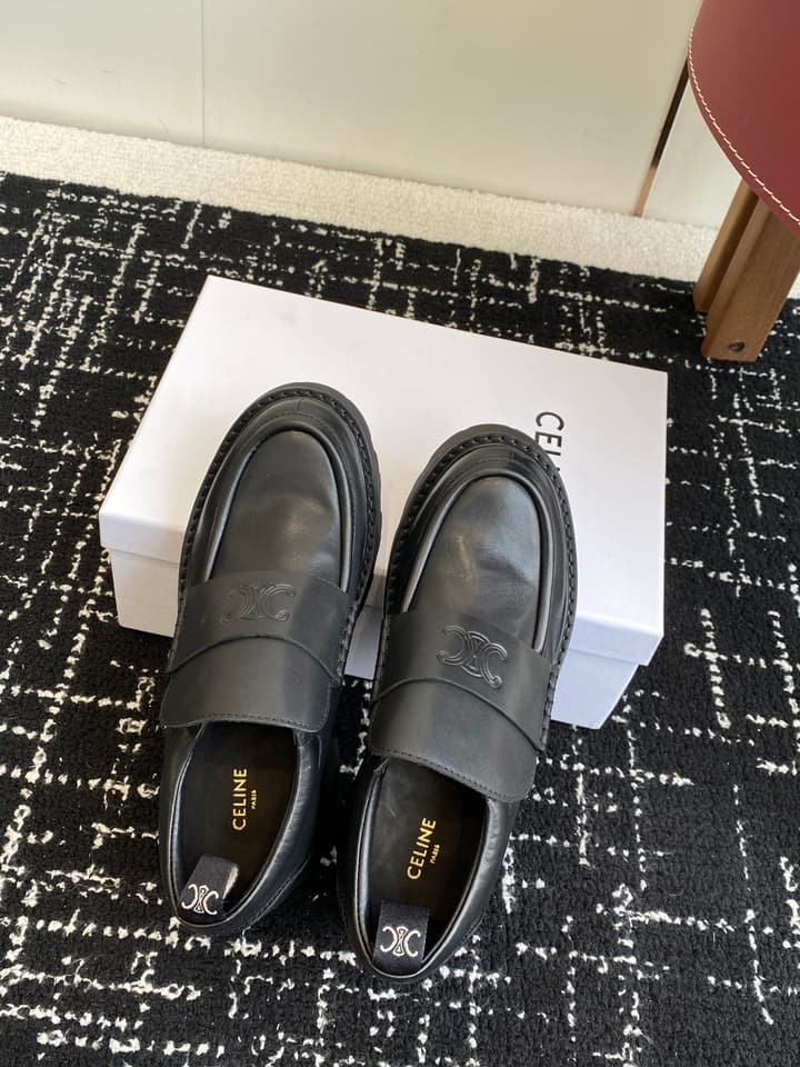Celine Lisa Platform Loafers – 25SS Autumn/Winter Collection in Brown Suede Velcro