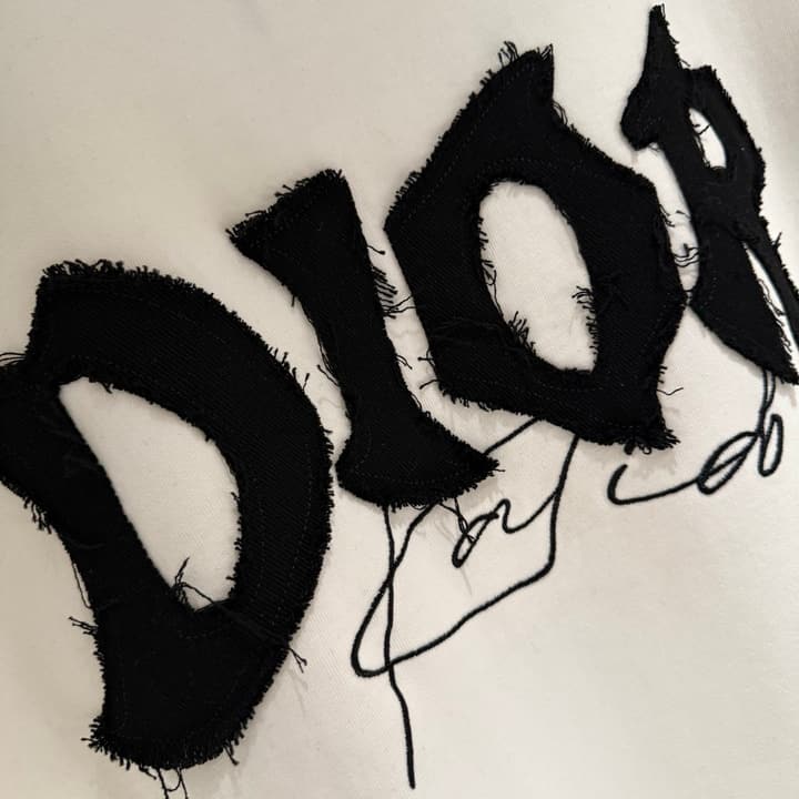 Dior Patch Embroidered Heavyweight T-Shirt in Grey