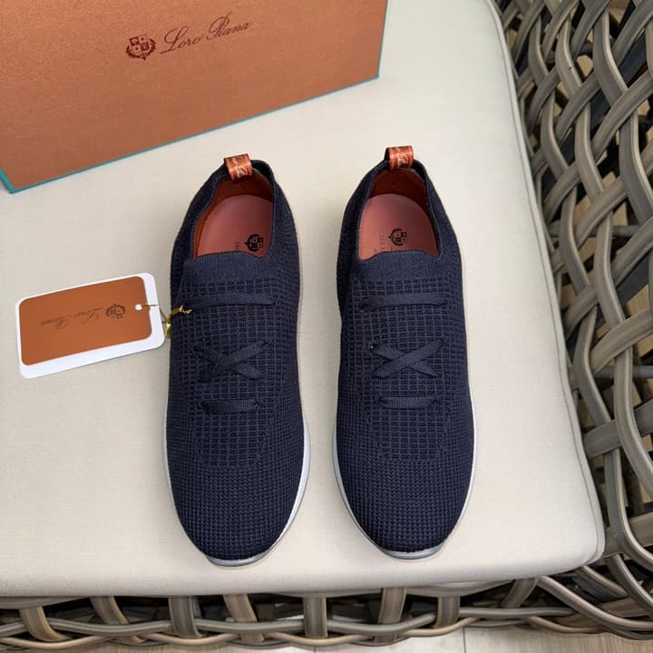 Loro Piana Flexy Walk Wool Knit Sneakers in Midnight Blue