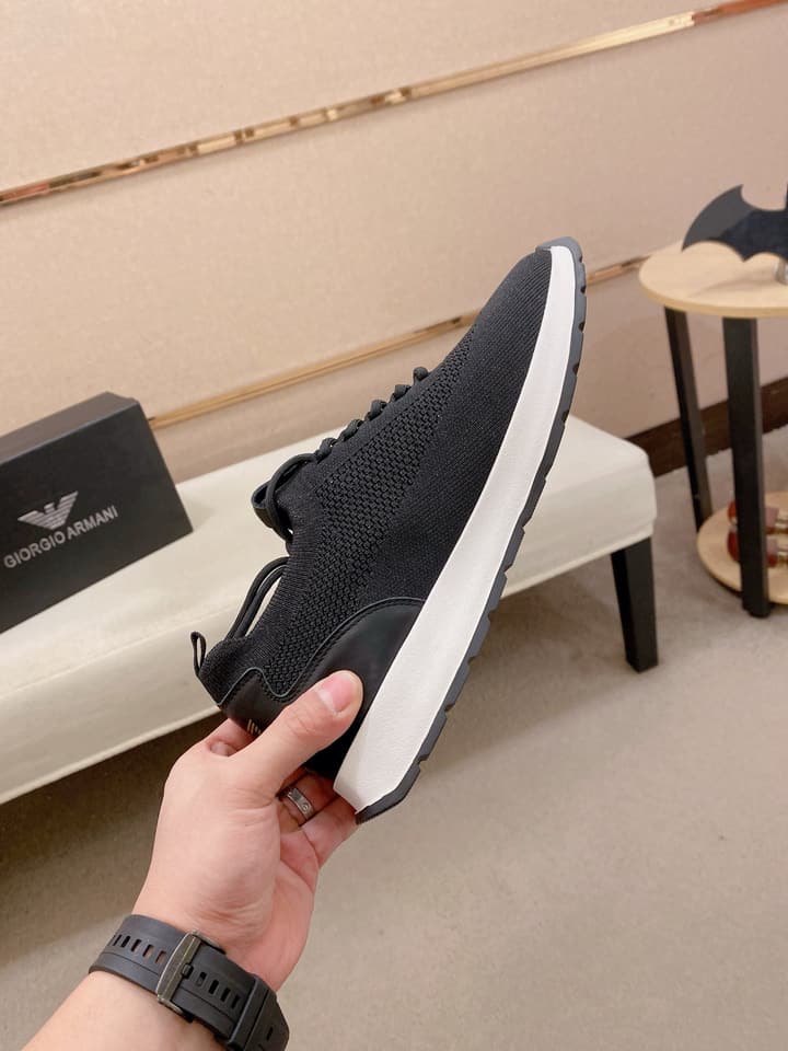 Armani Official Synchronized Knit Sneakers in Dark Grey Knit