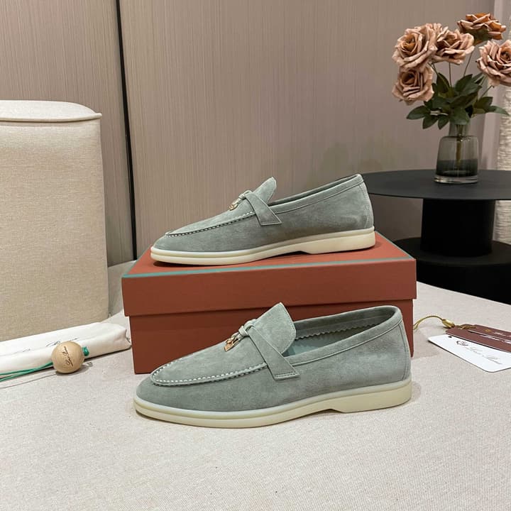 Loro Piana Summer Charms Walk Moccasin Loafers in Black Leather