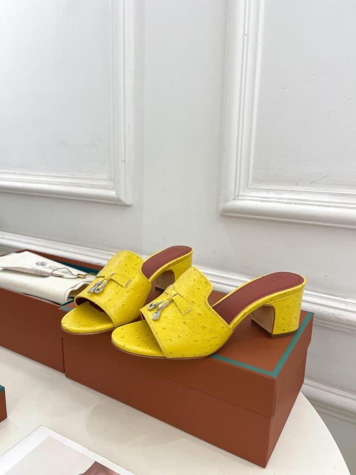 Loro Piana Summer Charms Ostrich Mules – 2025 Spring/Summer Collection in Black