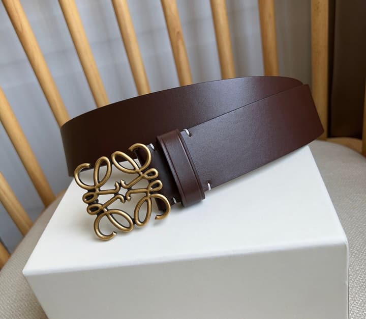 Loewe Narrow Leather Belt with Anagram Padlock Buckle in Black Leather With Silver Buckle