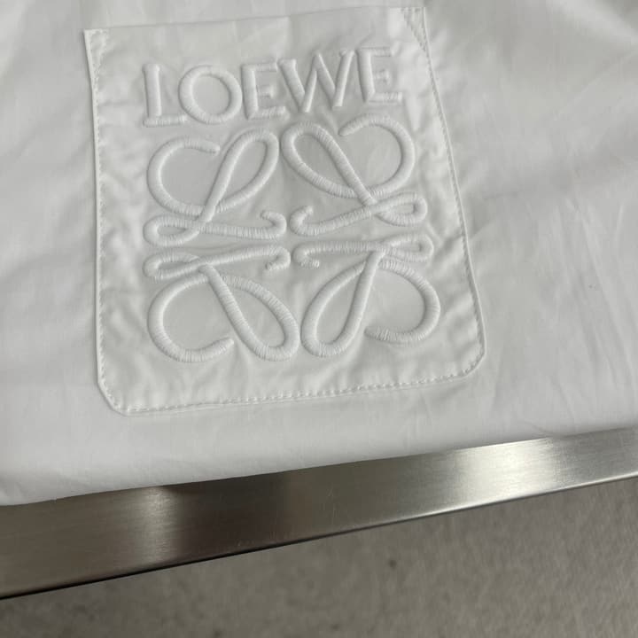 Loewe Anagram Embroidered Pocket Shirt in P-Soft Cotton in Charcoal